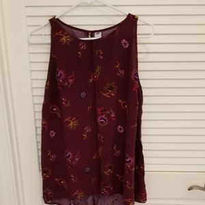 Floral Print High Low Sleeveless Top